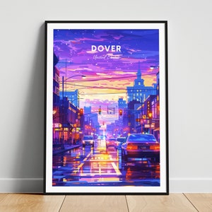 Dover travel print - US travel poster, Dover poster, Delaware poster, Personalized Gift, Wedding gift, Custom Text