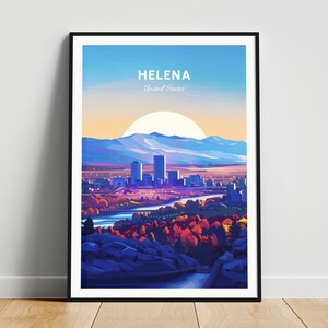 Impression de voyage Helena - Affiche de voyage aux États-Unis, affiche Helena, affiche Helena Montana, cadeau personnalisé, cadeau de mariage, texte personnalisé