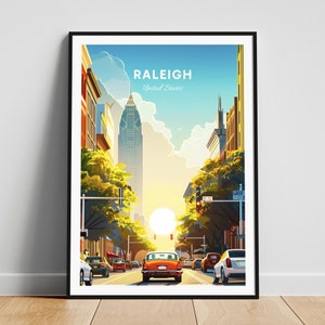Raleigh travel print - United States wall art, Raleigh poster, North Carolina poster, Personalized Gift, Wedding gift, Custom Text