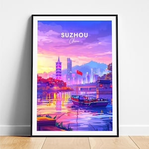 Suzhou travel print - China travel poster, Suzhou poster, Suzhou China poster, Personalized Gift, Wedding gift, Custom Text