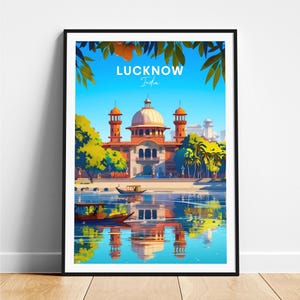 ラクナウ旅行プリント - インド旅行ポスター、ラクナウポスター、ラクナウウッタルプラデーシュポスター、パーソナライズギフト、結婚祝い、カスタムテキスト