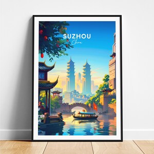 Suzhou travel print - China travel poster, Suzhou poster, Suzhou China poster, Personalized Gift, Wedding gift, Custom Text