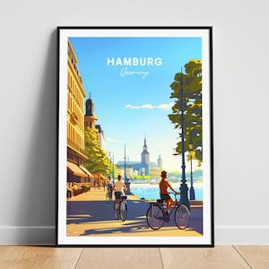 Hamburg travel print - Germany travel poster, Hamburg poster, Hamburg Germany poster, Personalized Gift, Wedding gift, Custom Text