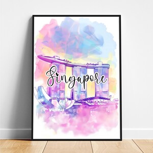 Singapore travel print - Singapore travel poster, Singapore poster, Singapore Singapore poster, Modern poster