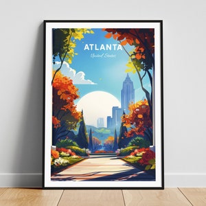 Atlanta travel print - United States wall art, Atlanta poster, Georgia poster, Personalized Gift, Wedding gift, Custom Text