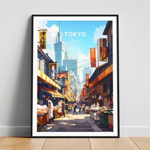 Impresión de viaje de Tokio - Arte de la pared de Japón, cartel de Tokio, impresión de Japón, cartel de regalo personalizado, cartel minimalista, regalo de boda