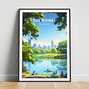 Des Moines travel print - US wall art, Des Moines poster, Iowa poster, Personalized Gift, Wedding gift, Custom Text