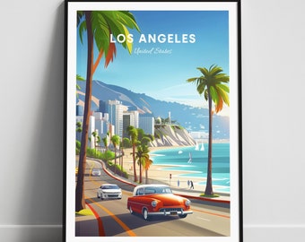 Los Angeles travel print - United States wall art, Los Angeles poster, California poster, Personalized Gift, Wedding gift, Custom Text