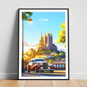 Lyon Reisedruck - Frankreich-Reiseplakat, Lyon-Plakat, Lyon Frankreich-Plakat, personalisiertes Geschenk, Hochzeitsgeschenk, benutzerdefinierter Text
