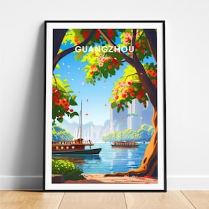 Guangzhou travel print - China travel poster, Guangzhou poster, Guangzhou China poster, Personalized Gift, Wedding gift, Custom Text