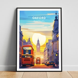 Oxford travel print - United Kingdom wall art, Oxford poster, Oxfordshire poster, Personalized Gift, Wedding gift, Custom Text