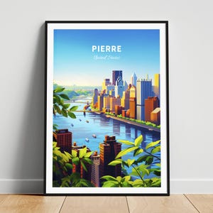 Pierre travel print - US travel poster, Pierre poster, Pierre South Dakota poster, Personalized Gift, Wedding gift, Custom Text