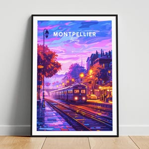 Montpellier travel print - France travel poster, Montpellier poster, Montpellier France poster, Personalized Gift, Wedding gift, Custom Text