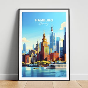 Hamburg travel print - Germany travel poster, Hamburg poster, Hamburg Germany poster, Personalized Gift, Wedding gift, Custom Text