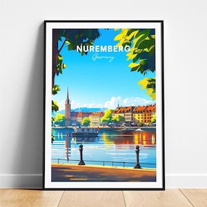 Nuremberg travel print - Germany travel poster, Nuremberg poster, Nuremberg Germany poster, Personalized Gift, Wedding gift, Custom Text