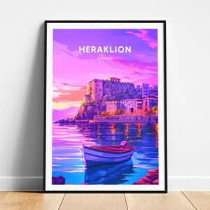 Heraklion travel print - Greece travel poster, Heraklion poster, Heraklion Greece poster, Personalized Gift, Wedding gift, Custom Text
