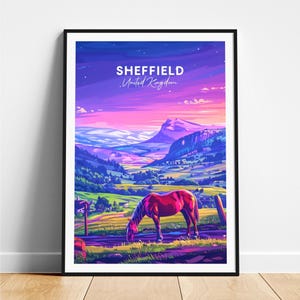 Sheffield travel print - United Kingdom travel poster, Sheffield poster, Sheffield UK poster, Personalized Gift, Wedding gift, Custom Text