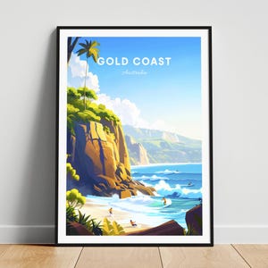 Gold Coast travel print - Australia travel poster, Gold Coast poster, Gold Coast travel poster, Personalized Gift, Wedding gift, Custom Text