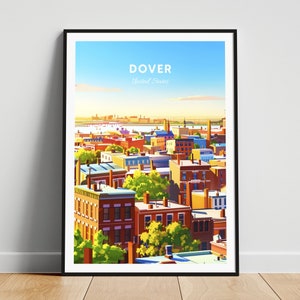 Dover travel print - US travel poster, Dover poster, Delaware poster, Personalized Gift, Wedding gift, Custom Text