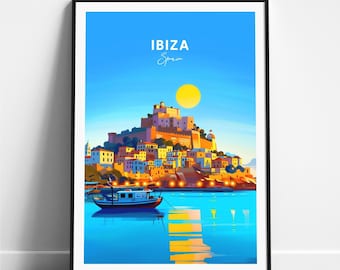 Ibiza travel print - Spain travel poster, Ibiza poster, Ibiza Spain poster, Personalized Gift, Wedding gift, Custom Text
