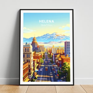 Impression de voyage Helena - Affiche de voyage aux États-Unis, affiche Helena, affiche Helena Montana, cadeau personnalisé, cadeau de mariage, texte personnalisé
