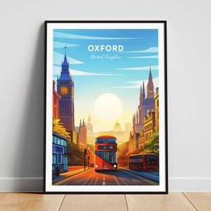 Oxford travel print - United Kingdom wall art, Oxford poster, Oxfordshire poster, Personalized Gift, Wedding gift, Custom Text