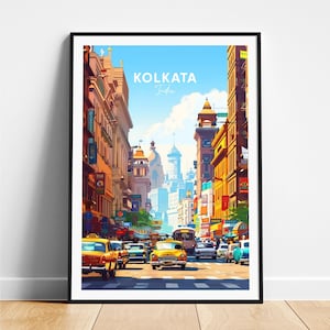 Kolkata travel print - India travel poster, Kolkata poster, Kolkata West Bengal poster, Personalized Gift, Wedding gift, Custom Text