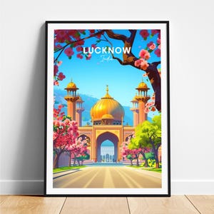 ラクナウ旅行プリント - インド旅行ポスター、ラクナウポスター、ラクナウウッタルプラデーシュポスター、パーソナライズギフト、結婚祝い、カスタムテキスト