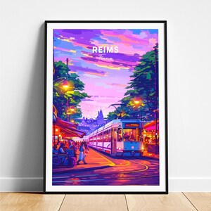 Reims travel print - France travel poster, Reims poster, Reims France poster, Personalized Gift, Wedding gift, Custom Text