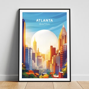 Atlanta travel print - United States wall art, Atlanta poster, Georgia poster, Personalized Gift, Wedding gift, Custom Text