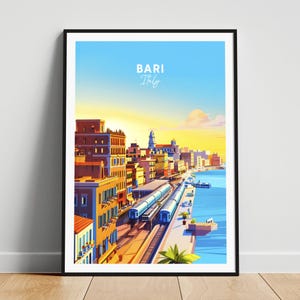 Bari travel print - Italy travel poster, Bari poster, Bari Italy poster, Personalized Gift, Wedding gift, Custom Text