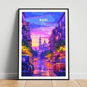 Bari travel print - Italy travel poster, Bari poster, Bari Italy poster, Personalized Gift, Wedding gift, Custom Text