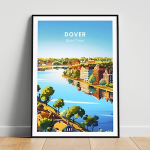 Dover travel print - US travel poster, Dover poster, Delaware poster, Personalized Gift, Wedding gift, Custom Text