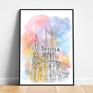 Vienna travel print - Austria travel poster, Vienna poster, Vienna Austria poster, Modern poster