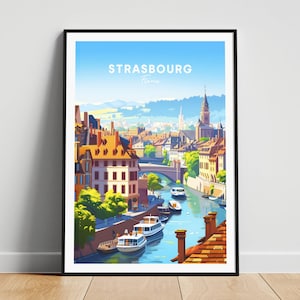 Póster de viaje de Estrasburgo: póster de viaje de Francia, póster de Estrasburgo, póster de Estrasburgo, Francia, regalo personalizado, regalo de boda, texto personalizado