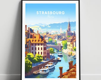 Strasbourg travel print - France travel poster, Strasbourg poster, Strasbourg France poster, Personalized Gift, Wedding gift, Custom Text