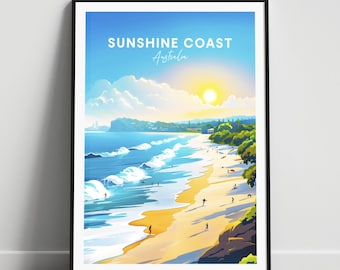 Sunshine Coast travel print - Australia travel poster, Sunshine Coast poster, Sunshine Coast Australia poster, Custom Text
