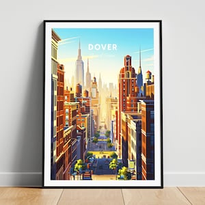 Dover travel print - US travel poster, Dover poster, Delaware poster, Personalized Gift, Wedding gift, Custom Text