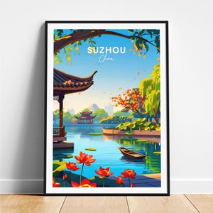 Suzhou travel print - China travel poster, Suzhou poster, Suzhou China poster, Personalized Gift, Wedding gift, Custom Text
