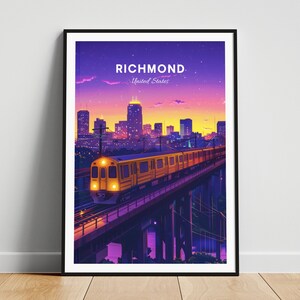 Richmond travel print - US wall art, Richmond poster, Virginia poster, Personalized Gift, Wedding gift, Custom Text