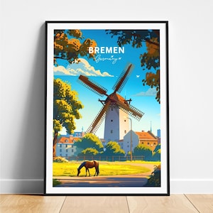Bremen travel print - Germany travel poster, Bremen poster, Bremen Germany poster, Personalized Gift, Wedding gift, Custom Text