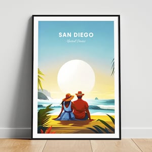 San Diego travel print - United States wall art, San Diego poster, California poster, Personalized Gift, Wedding gift, Custom Text