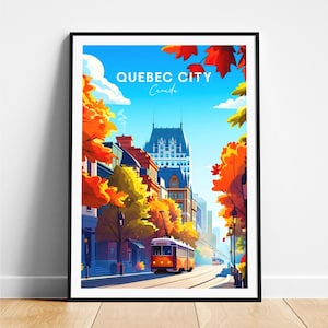 Impression de voyage dans la ville de Québec - Affiche de voyage au Canada, affiche de la ville de Québec, affiche de la ville de Québec, cadeau personnalisé, cadeau de mariage, texte personnalisé