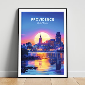 Providence travel print - US travel poster, Providence poster, Providence Rhode Island poster, Personalized Gift, Wedding gift, Custom Text