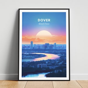 Dover travel print - US travel poster, Dover poster, Delaware poster, Personalized Gift, Wedding gift, Custom Text