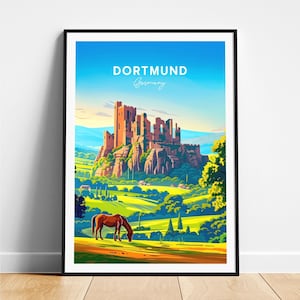 Dortmund travel print - Germany travel poster, Dortmund poster, Dortmund Germany poster, Personalized Gift, Wedding gift, Custom Text