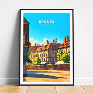 Rennes travel print - France travel poster, Rennes poster, Rennes France poster, Personalized Gift, Wedding gift, Custom Text