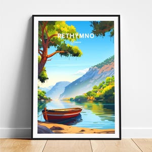 Stampa di viaggio Rethymno - Poster di viaggio Grecia, Poster Rethymno, Poster Rethymno Grecia, Regalo personalizzato, Regalo di nozze, Testo personalizzato