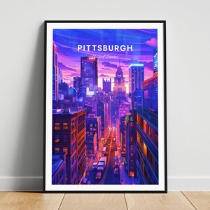 Pittsburgh travel print - US travel poster, Pittsburgh poster, Pittsburgh Pennsylvania poster, Personalized Gift, Wedding gift, Custom Text