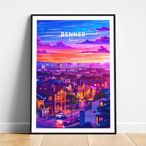 Rennes travel print - France travel poster, Rennes poster, Rennes France poster, Personalized Gift, Wedding gift, Custom Text